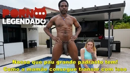 Legendado padrasto e enteada viu pau grande dele fazendo yoga pelado